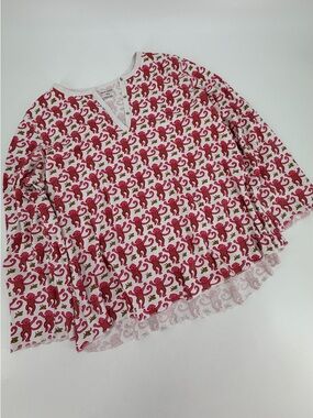 Roller Rabbit Pink Monkey Pajamas TOP ONLY XL